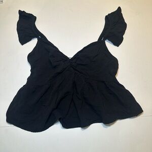 Active USA Elegant Black Flutter‎ Sleeve Blouse